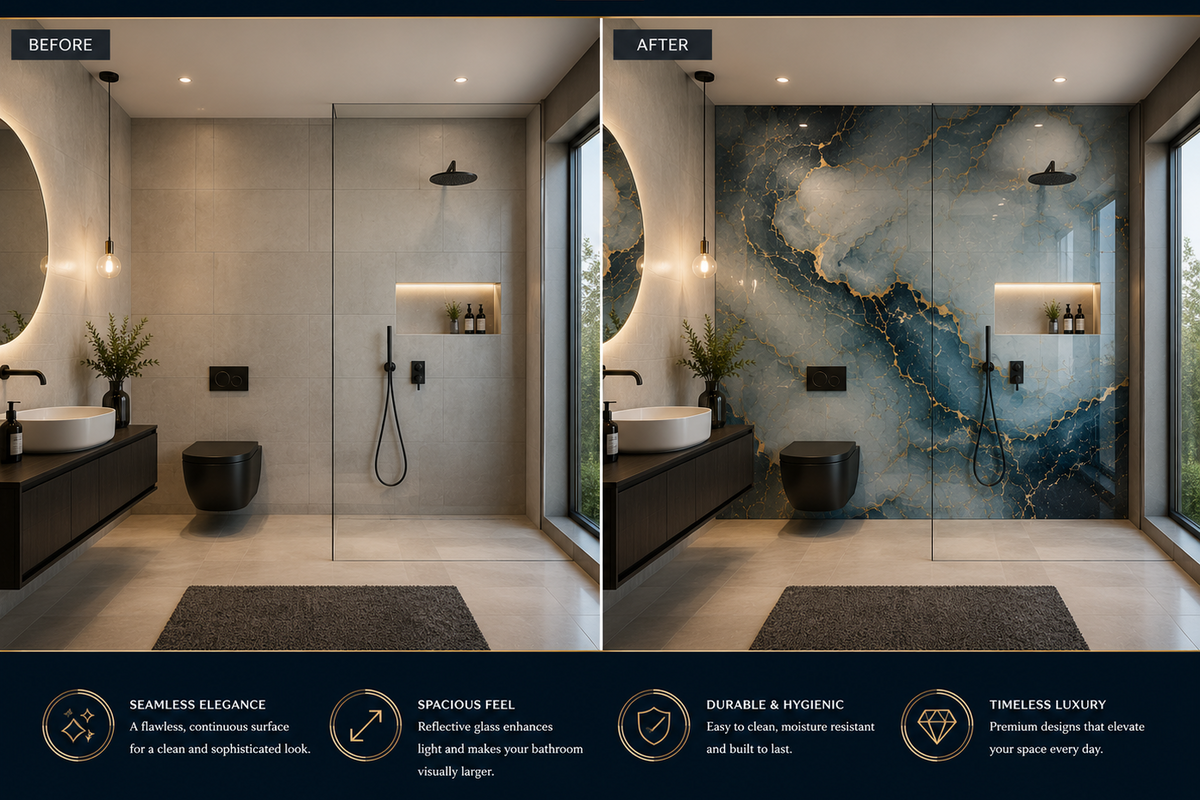 Bathroom Glass Wall Panels | Custom Made | DEGLASINT