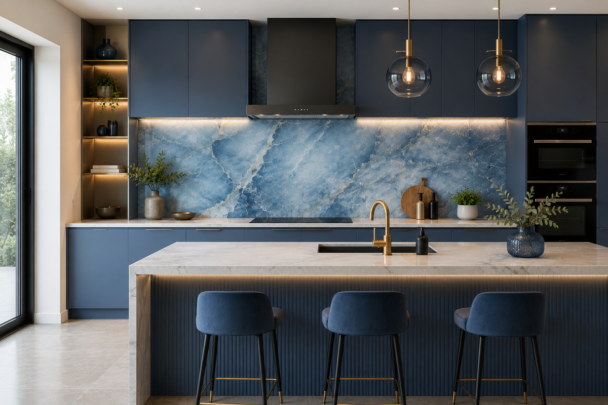Marble Glass Kitchen Splashbacks | Custom Made | Deglasint
