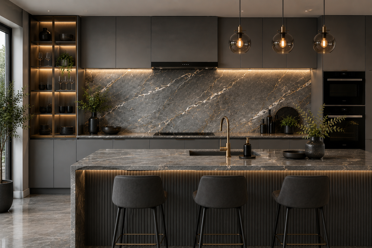 Marble Glass Kitchen Splashbacks | Custom Made | Deglasint