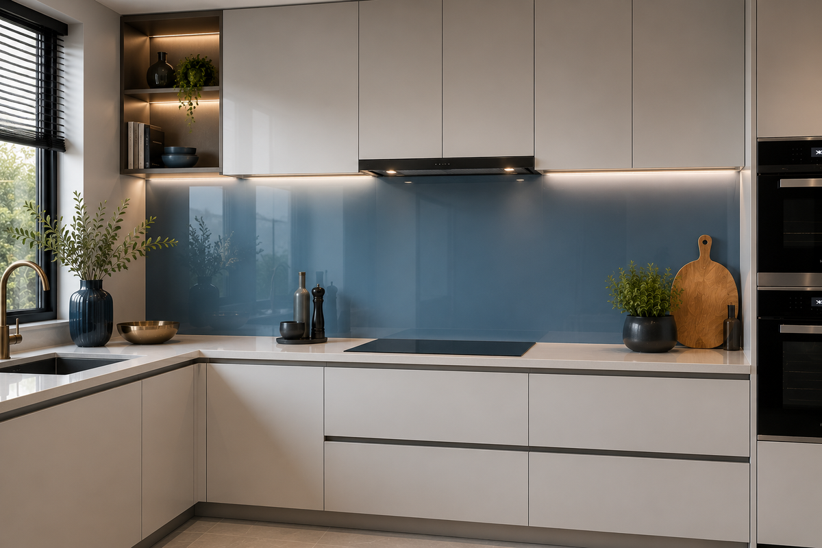 Colored Glass Kitchen Splashbacks | Custom Colours | Deglasint.