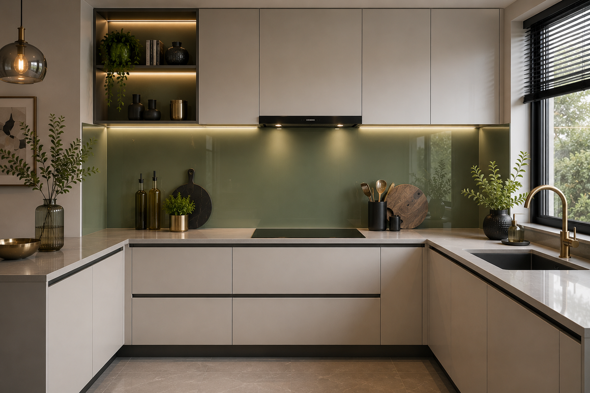 Colored Glass Kitchen Splashbacks | Custom Colours | Deglasint.