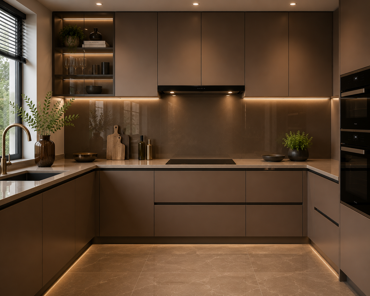 Colored Glass Kitchen Splashbacks | Custom Colours | Deglasint.