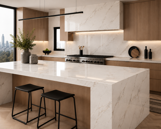 Marble Glass Kitchen Splashbacks | Custom Made | Deglasint