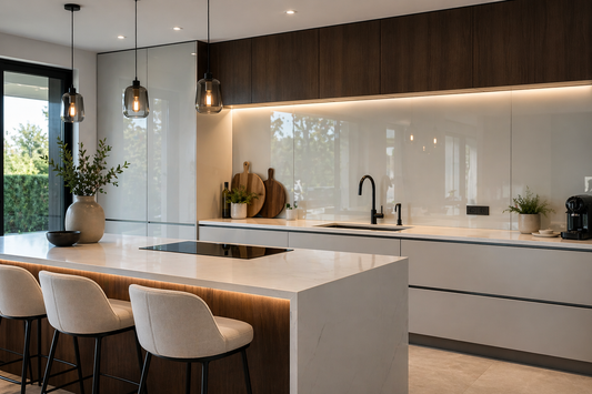 Colored Glass Kitchen Splashbacks | Custom Colours | Deglasint.