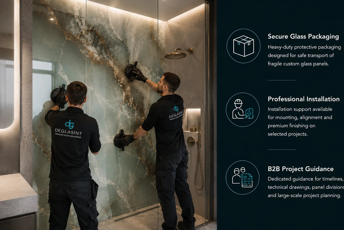 Bathroom Glass Wall Panels | Custom Made | DEGLASINT