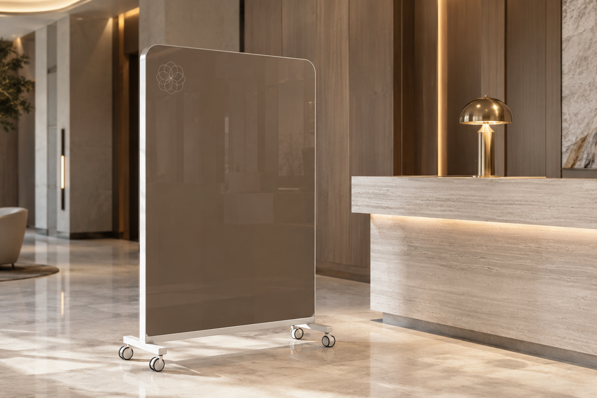 Modern glass partition in a stylish interior setting